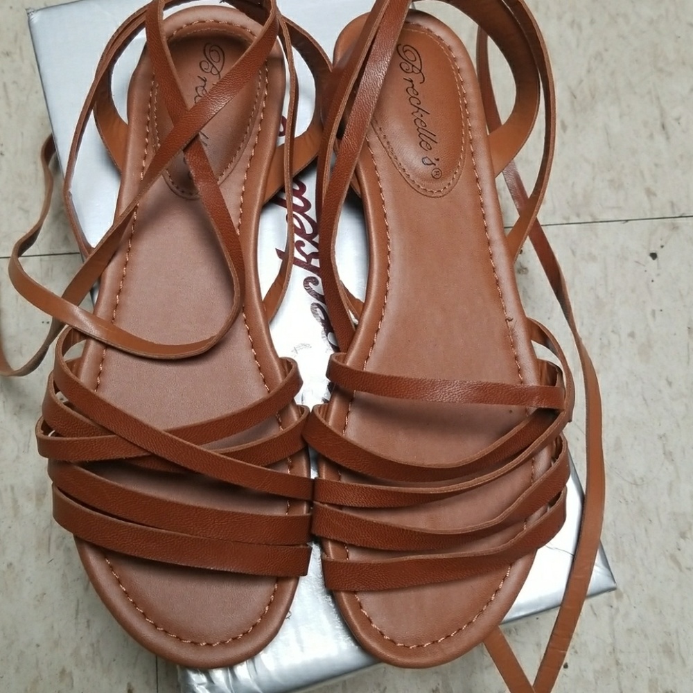 NIB tan lace up sandals